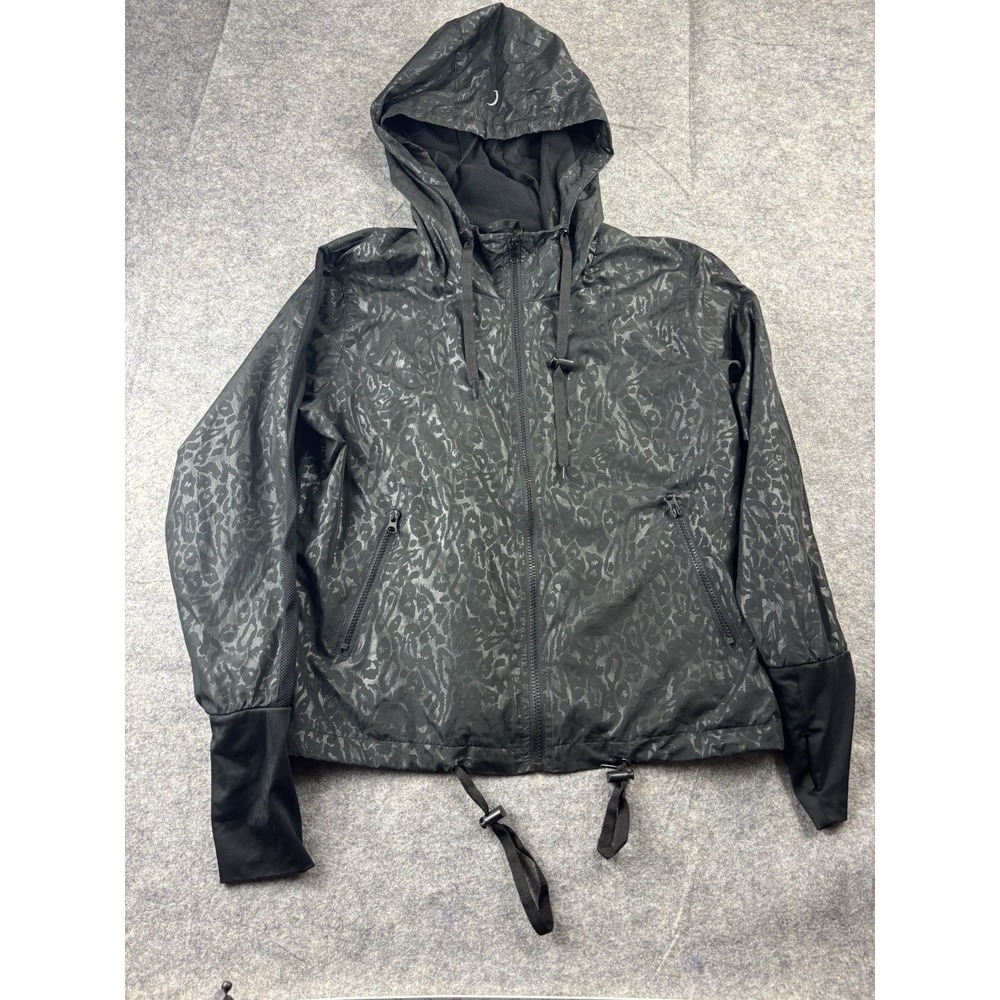 Zyia Jacket Women's M Black‎ Active Black Cheetah Cropped Bomber Windbreaker Gym